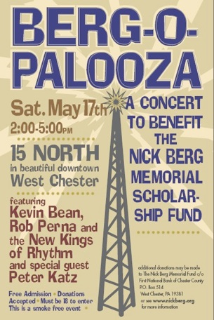 Hand-drawn brown poster for Berg-O-Palooza 2008